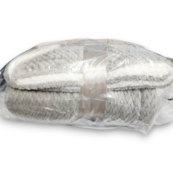 ULTA Beauty Sherpa Plush Throw Blanket Gray & White 50x60 NWT - Picture 5 of 8
